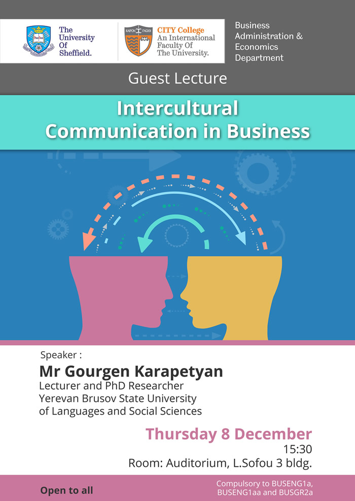 Lecture on Intercultural Communication in Business by Mr Gourgen Karapetyan (8 December 2016)