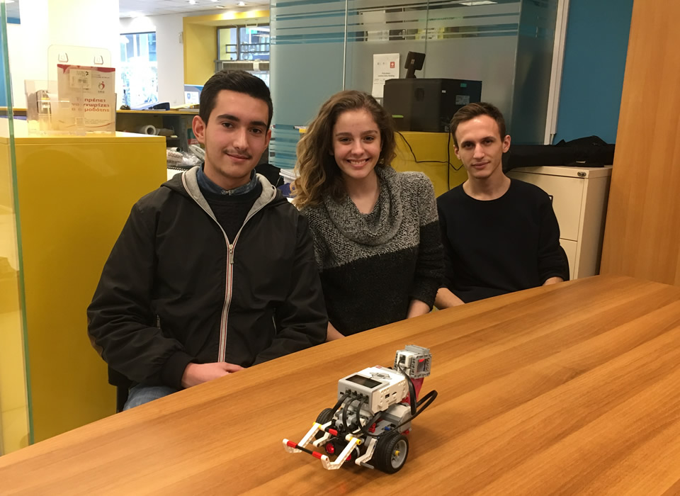 Students of the Robotics Club, namely Vigan Lladrovci, Petrit Ferizi and Zoi Gkatso