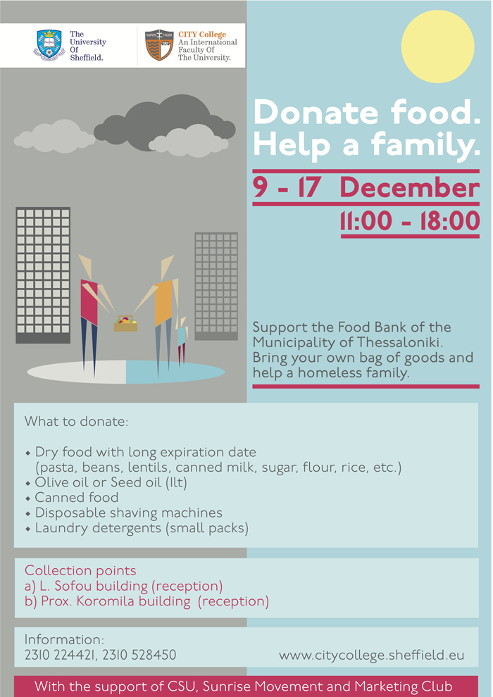 Donate food. Help a family. - The University of Sheffield International Faculty, CITY College
