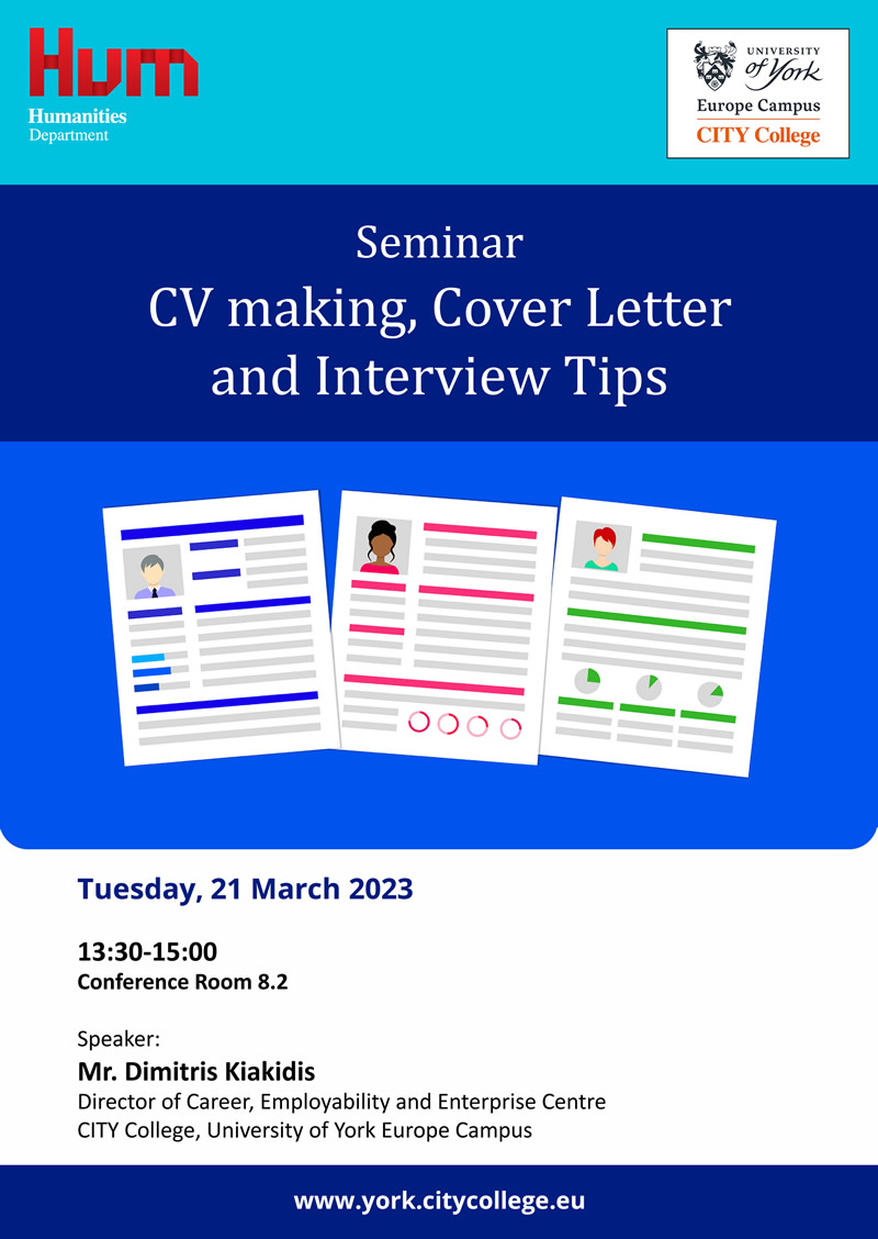 Seminar on CV making, Cover Letter and Interview Tips