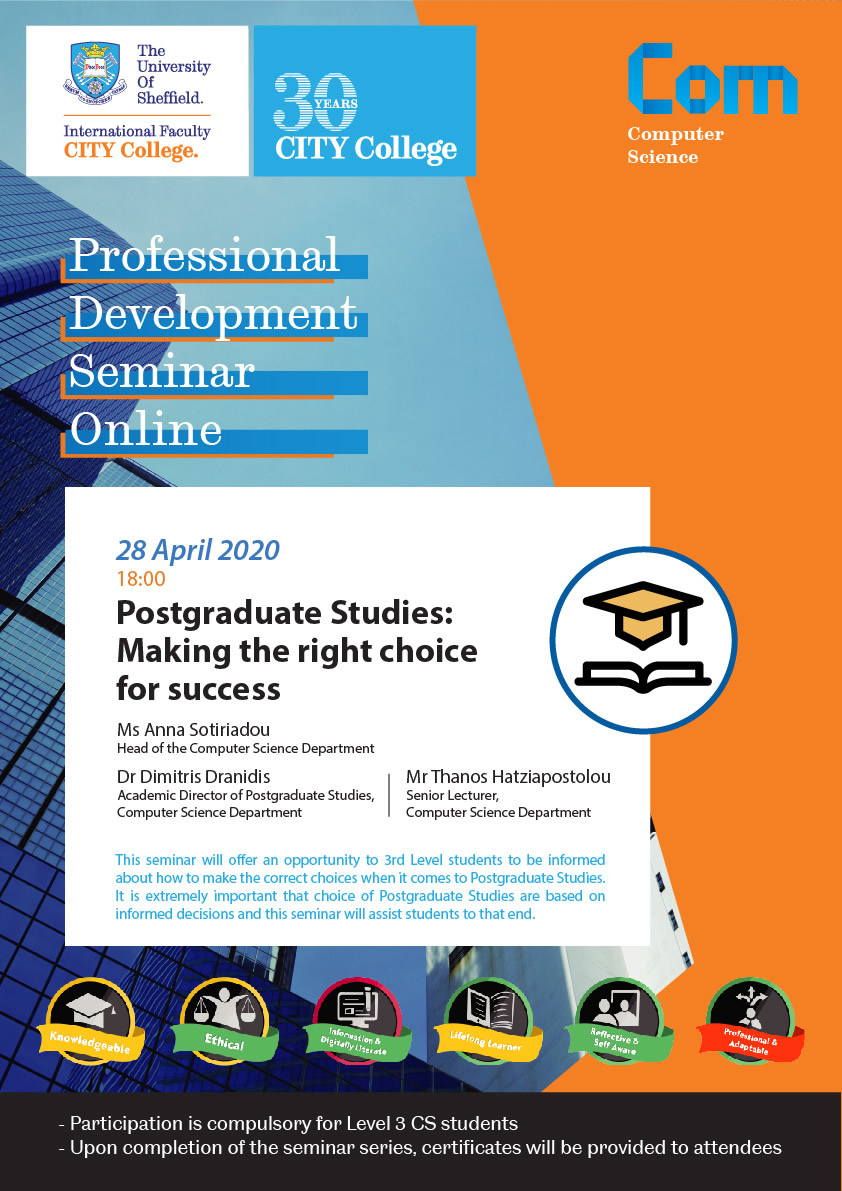 Professional Development Seminar Online Series by CITY College Computer Science Department