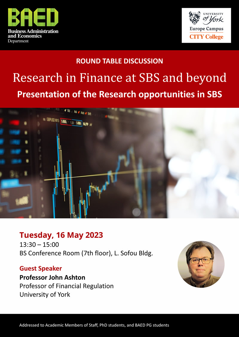 Research in Finance at SBS and beyond