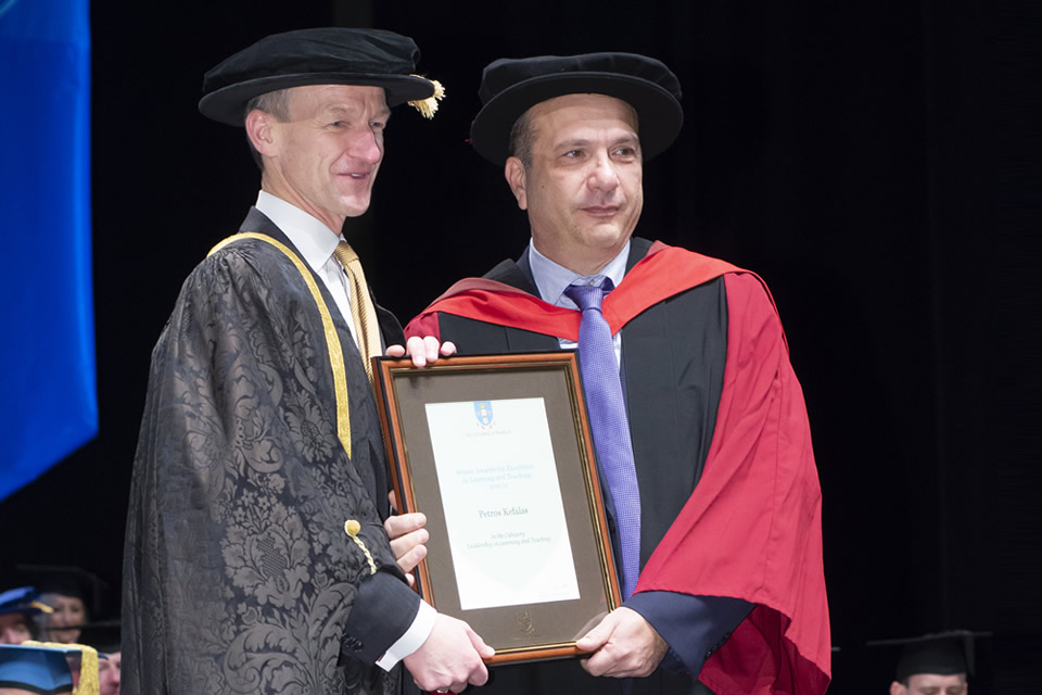 Prof. Petros Kefalas was honoured to receive and a 'Senate 'Award of Leadership in Learning and Teaching’