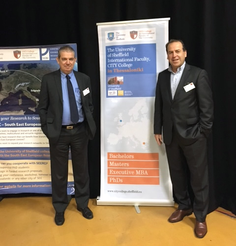 Prof Ketikidis (Chairman of SEERC) and Mr Zaharis (Director of SEERC) at the ShefRICON16 Conference