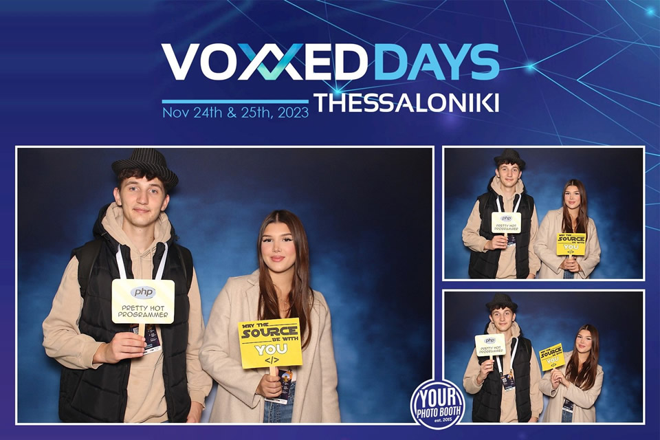 CITY College students, Edon Ramadani and Tringa Rexhepaj at Voxxed Days Thessaloniki 2023 Conference
