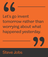 Lets go invent tomorrow rather than worrying about what happened yesterday. - Steve Jobs